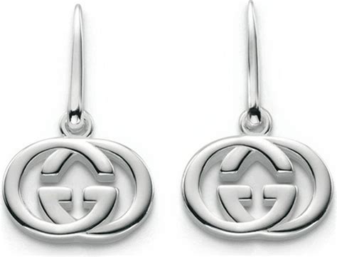 gucci gg 18ct silver drop earrings|gucci interlocking earrings.